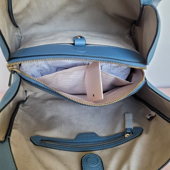 KATE SPADE Knott LARGE Pebbled Leather & Suede Shoulder Bag-Manta Blue⭐ - Picture 15 of 16